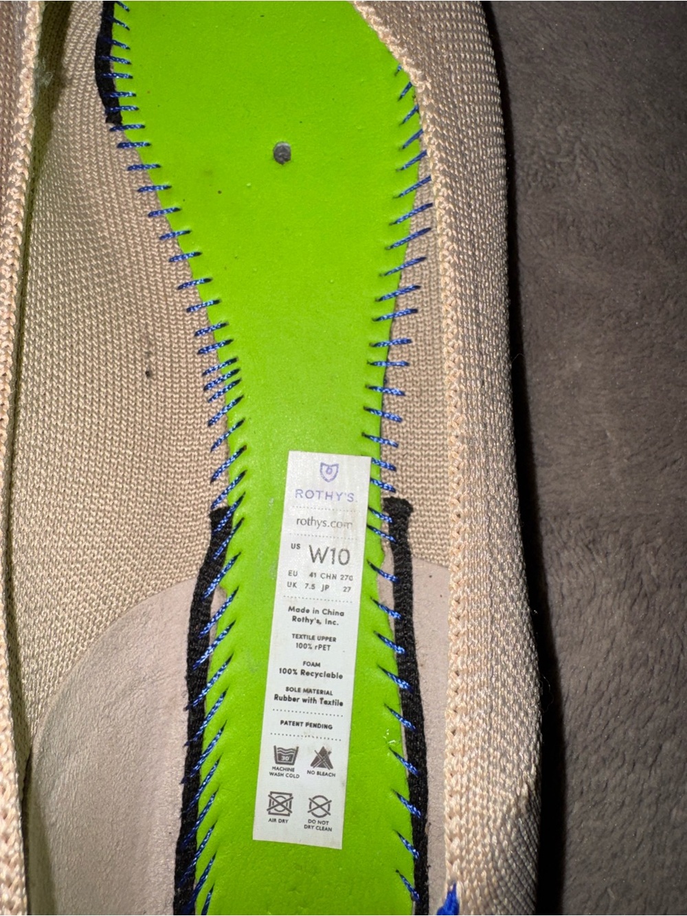 Rothy's Flats color Ecru sz W10 - Picture 6 of 9